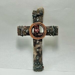 Rustic Western Cross Ornament Star Concho Rope Farmhouse Wall Decor 5”